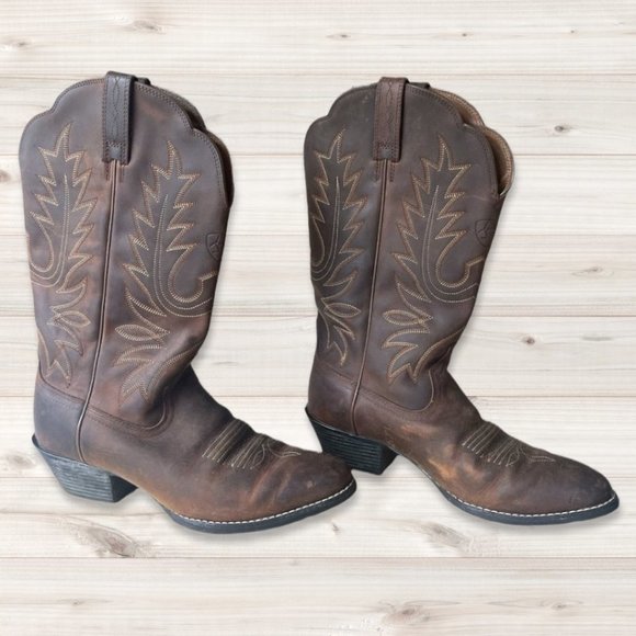 Ariat Shoes - Ariat Heritage Distressed Brown Cowboy Boots | Size 6 | Real Leather